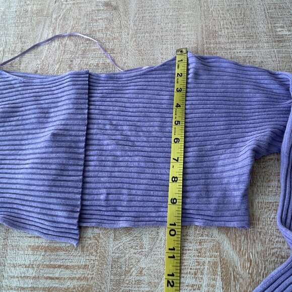 Urban Outfitters Purple Ribbed Cardigan Cropped Sweater Long Sleeves Size M NWT - Picture 5 of 7